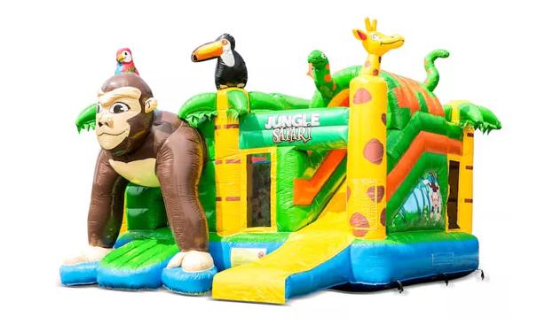 Jungle Safari springkussen met gorilla en glijbaan